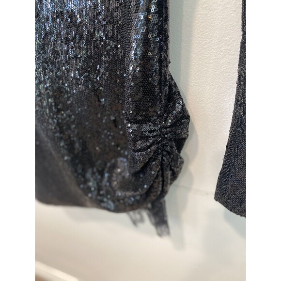 House Of Cb London Phoebe Sequin Shift Dress Black Long Sleeve Women's Size XS - Picture 4 of 6